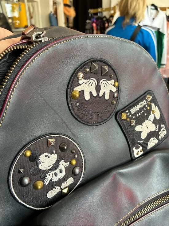 Coach x Disney Black Leather Backpack with Mickey Appliqué main image 6
